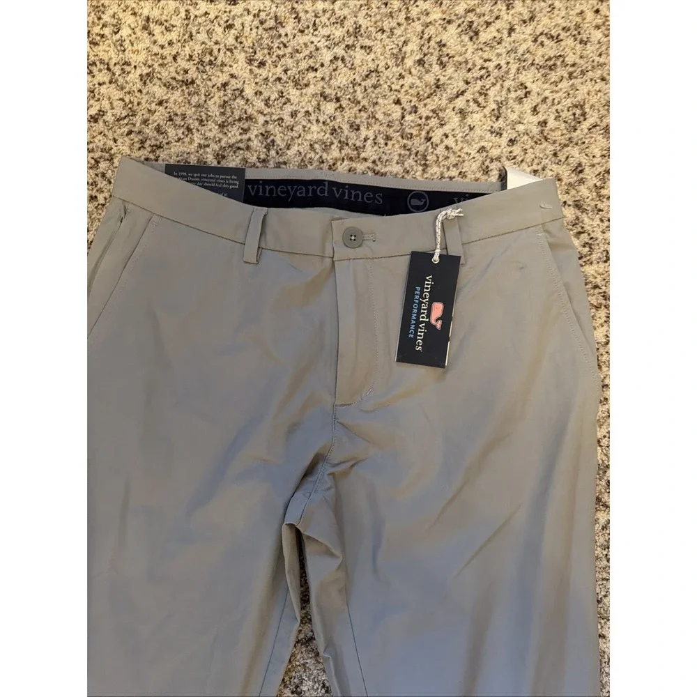 Vineyard Vines Performance New Mens Light Gray‎ Pant Sz 32x32 Elastic Waist Slim